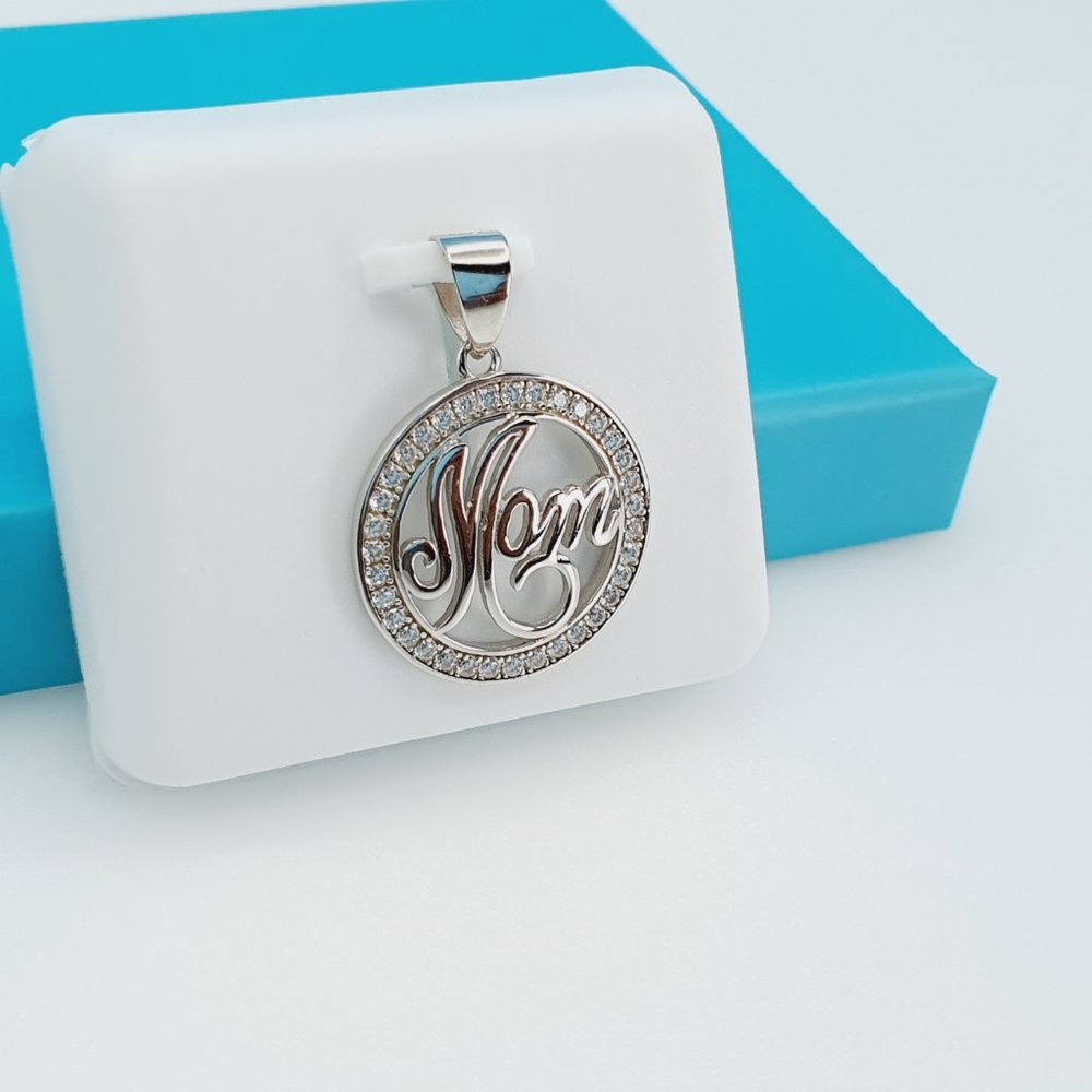 "925 Sterling Silver CZ Beautiful Mom Pendant for Women, 1USPAR4082 - Picture 5 of 7